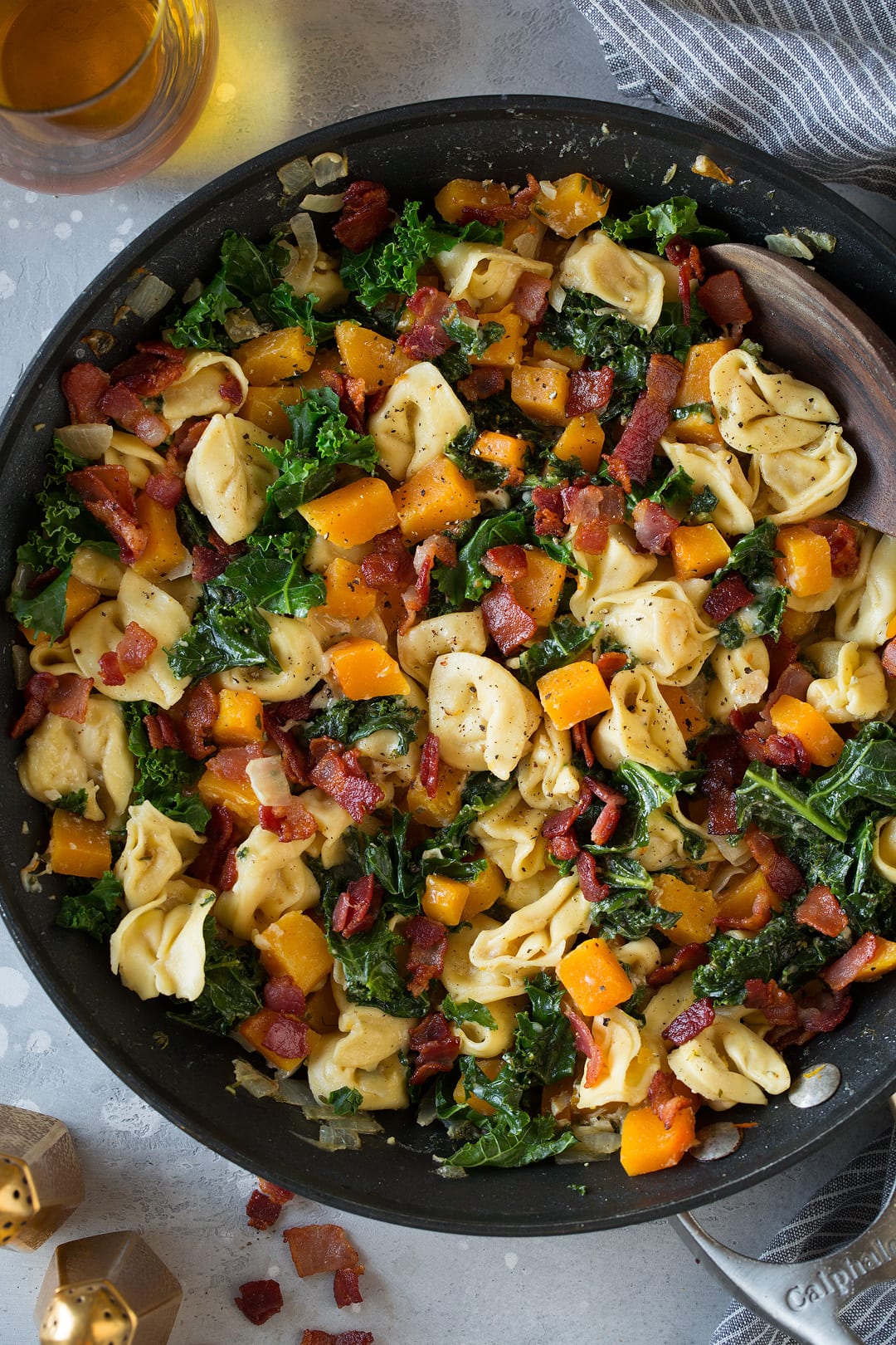 Hearty Skillet Tortellini: Creamy Butternut Squash & Bacon Bliss